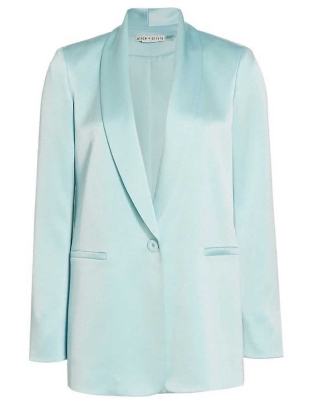 Alice + Olivia Yuriko Shawl Collar Blazer Powder Blue NWT Size 2 - Picture 2 of 6